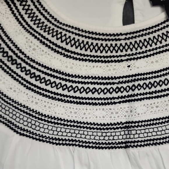 a.n.a White Blouse with Black And White Embroidered Yoke Detail - Picture 3 of 10